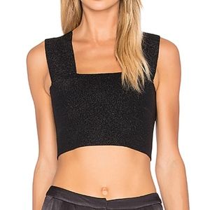 A.L.C. “Ali” Black Metallic Crop Top
